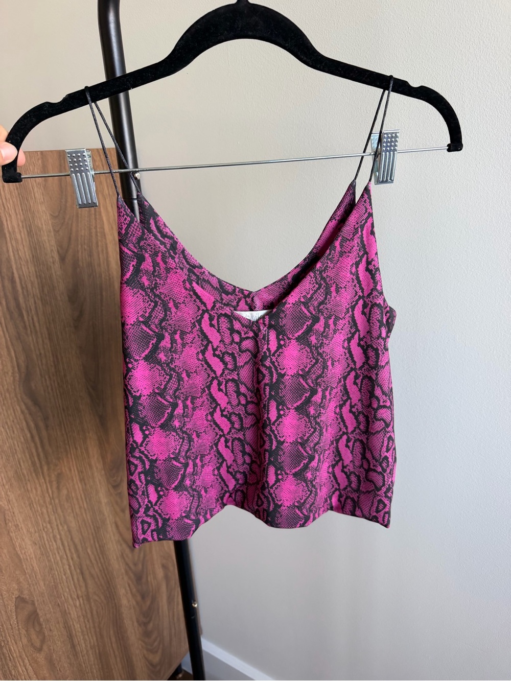Twik Simons Pink Black Snakeskin Print Double Strap Camisole Top NWT Size M - Picture 4 of 7